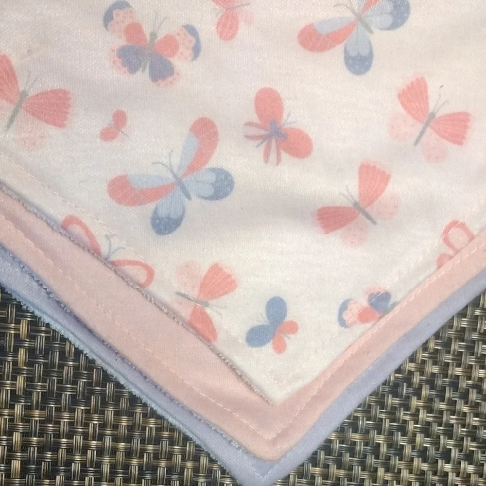 Swiggles Infant Bandana Bibs 3-Pack - Pink and Blue Butterflies